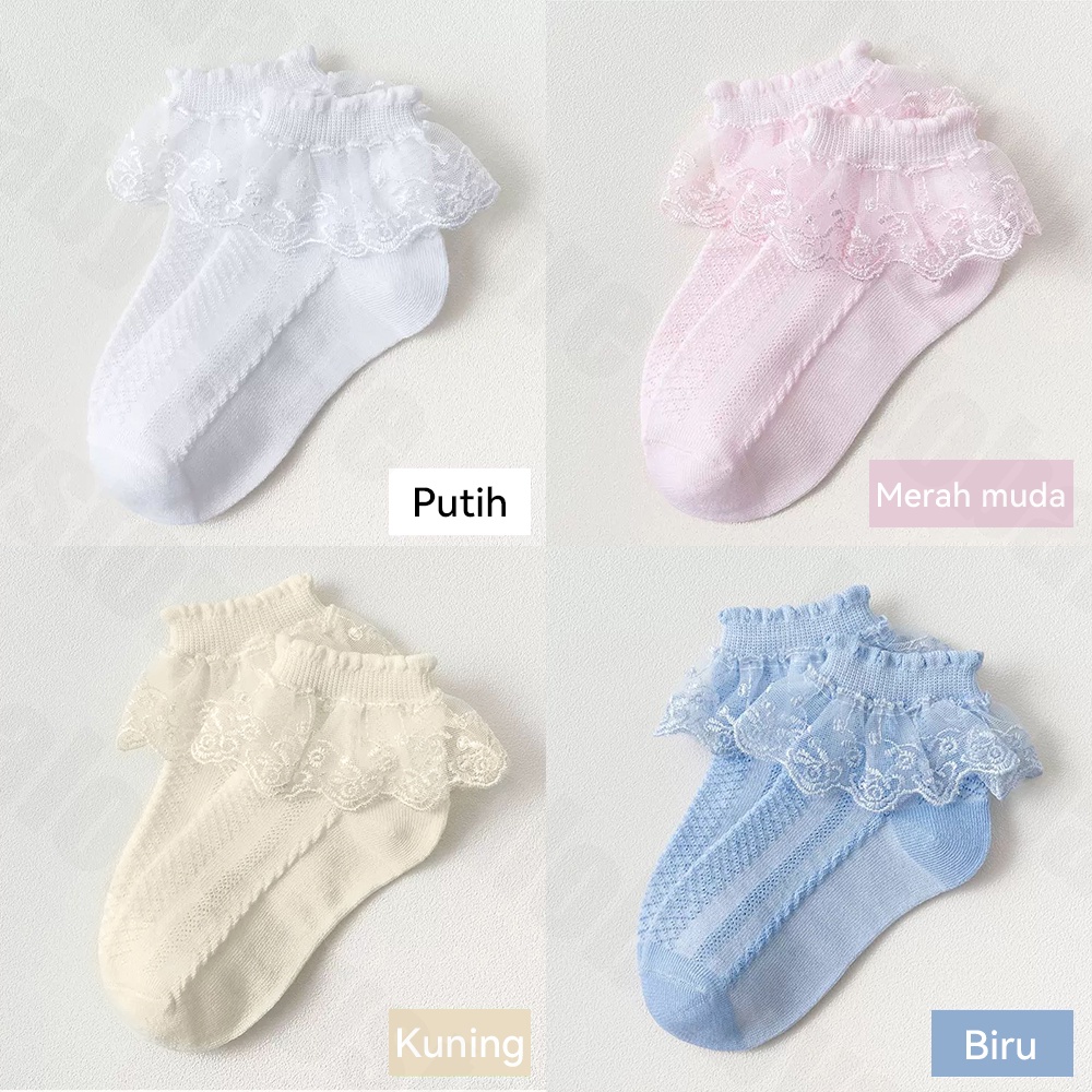 Halo Baby Kaos Kaki Renda Bayi kaus kaki anak bayi/kids socks motif renda banyak warna 0-14tahun