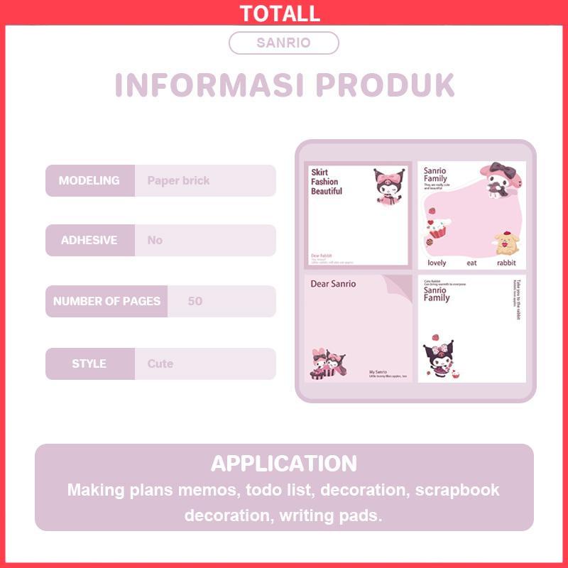 COD Sticky Note Buku catatan buku catatan siswa yang dapat disobek catatan tempel dekoratif-Totall