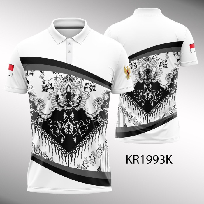 Kaos Jersey PGRI Variasi Batik Putih KR1993K Berkerah