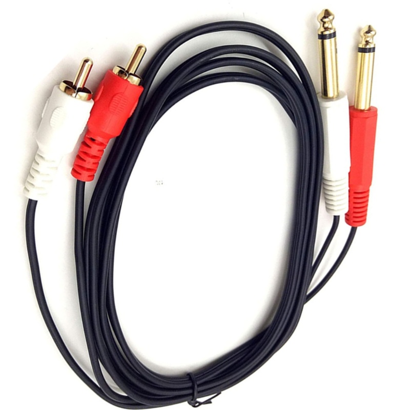 Cre Kabel RCA to 1per4 Lapis Emas Audiophile Dual 1per4inch Mono to Dual RCA Cable Converter Adapter 0.2m/1m/1.5m/3m