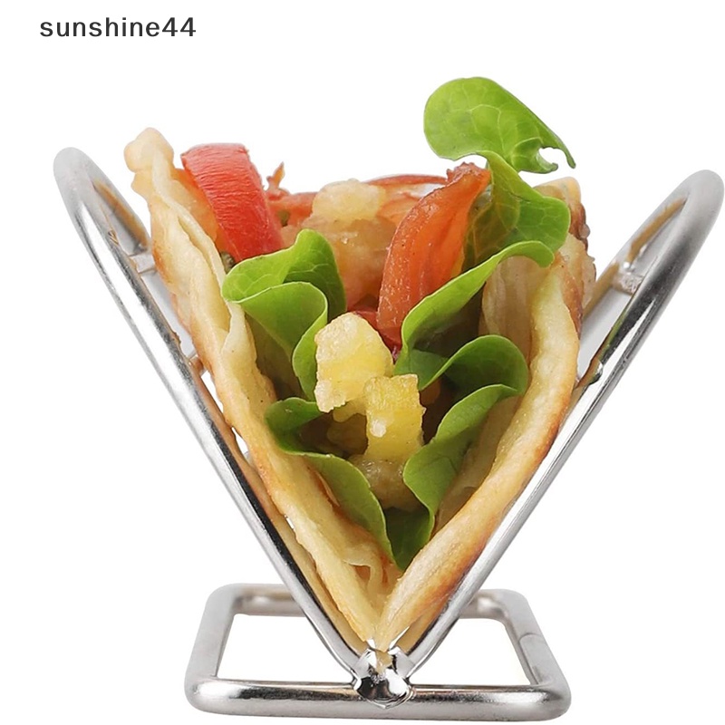 Sunshine 304tempat Taco Stainless Steel Bentuk Gelombang Makanan Meksi Stand Tray Rak Hard ID