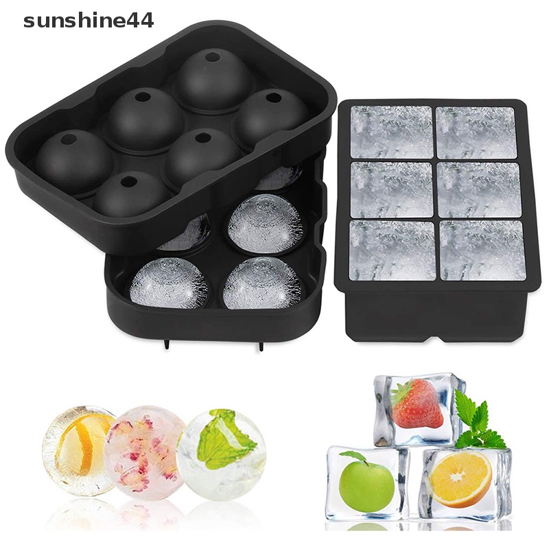 Sunshine Cetakan Es Batu Silikon Black Ice Ball Mold Alat Cetakan Ice Tray Kotak Bulat ID