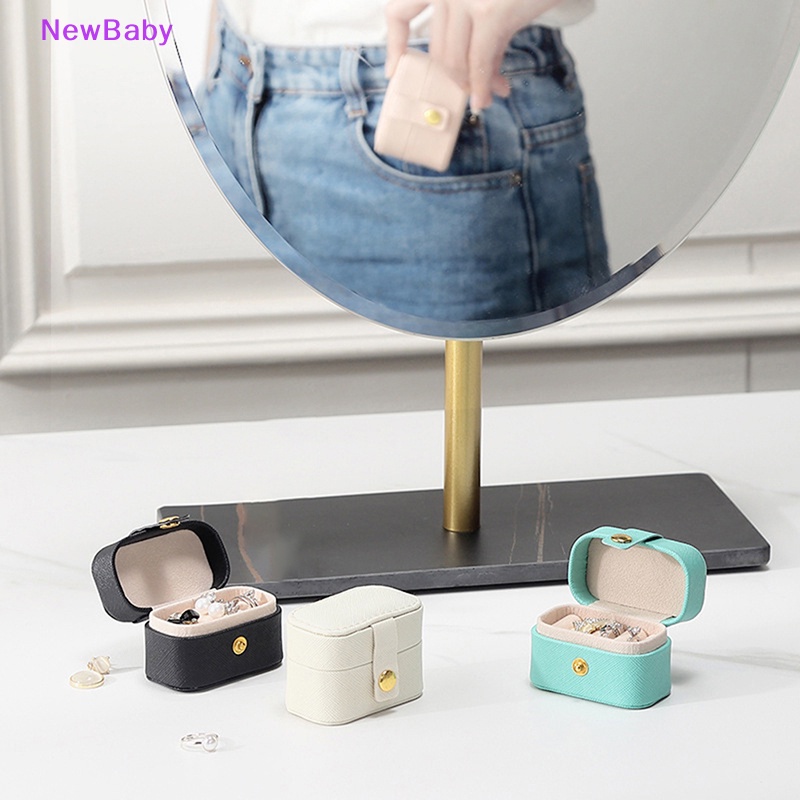 Newbaby Tempat Perhiasan Travel Kecil Portable Anting Organizer Box Tempat Penyimpanan Kulit ID