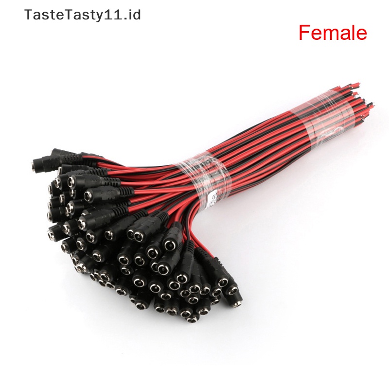 Tastetasty 5pcs Male+5pcs Female Jack Cable Kuncir CCTV Power Adaptor Plug Konektor DC 12V 2.1x5.5mm.