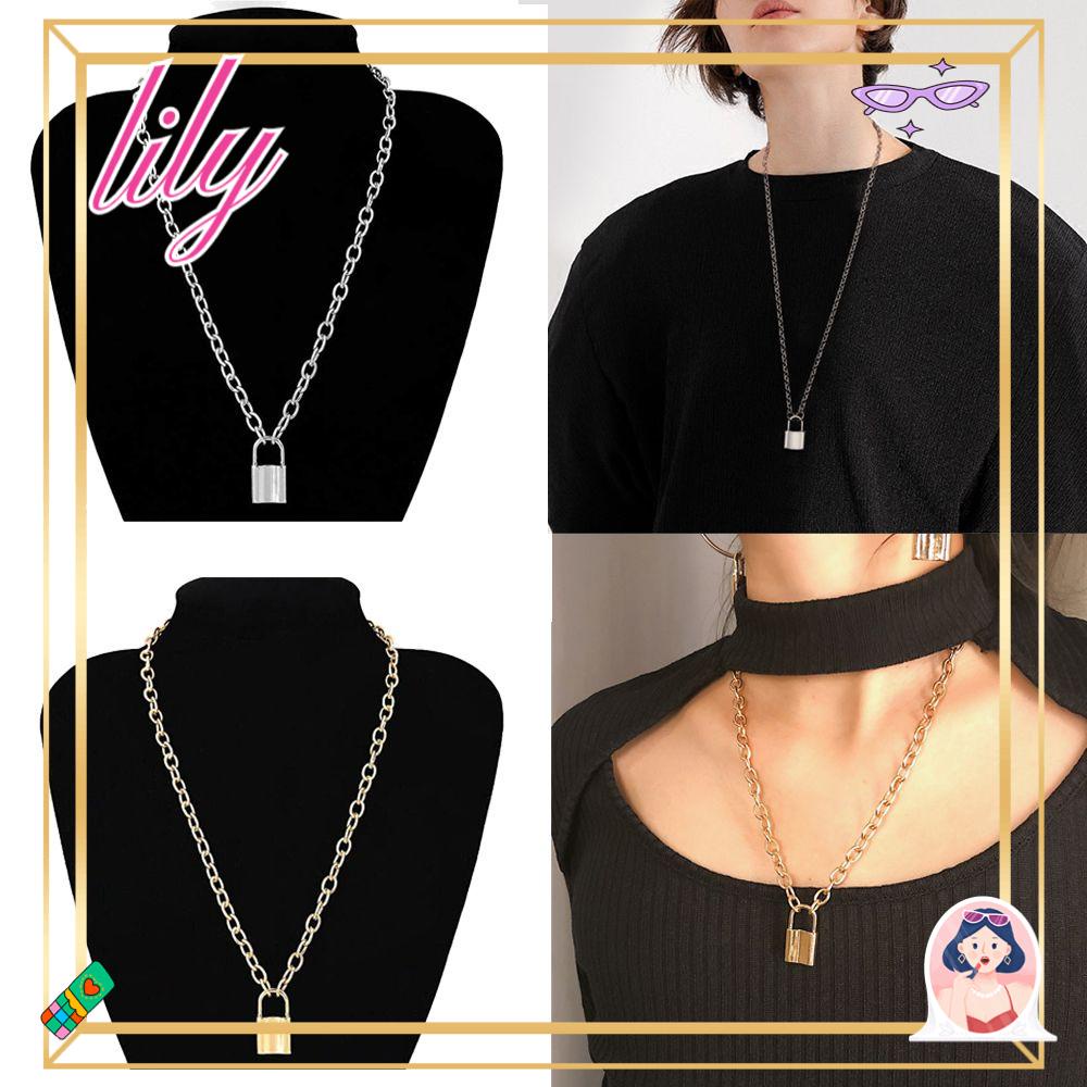 Lily Gembok Liontin Kalung Hadiah Persahabatan Perhiasan Boho Warna Perak Rantai Panjang