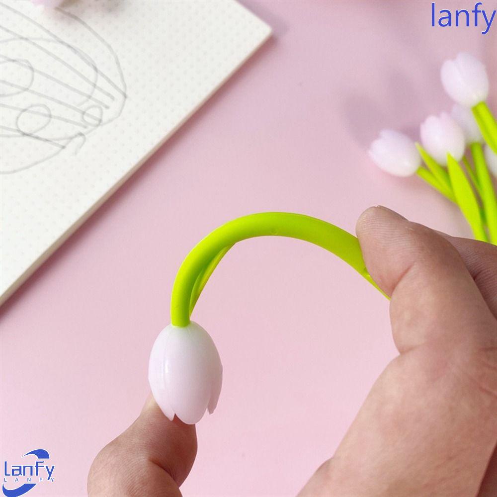 Lanfy Perubahan Warna Gel Pen Plastik Unisex Anak Hadiah Perlengkapan Menulis Pena Penandatanganan|Alat Tulis Siswa Warna Bentuk Bunga Bentuk Tulip Pena Netral