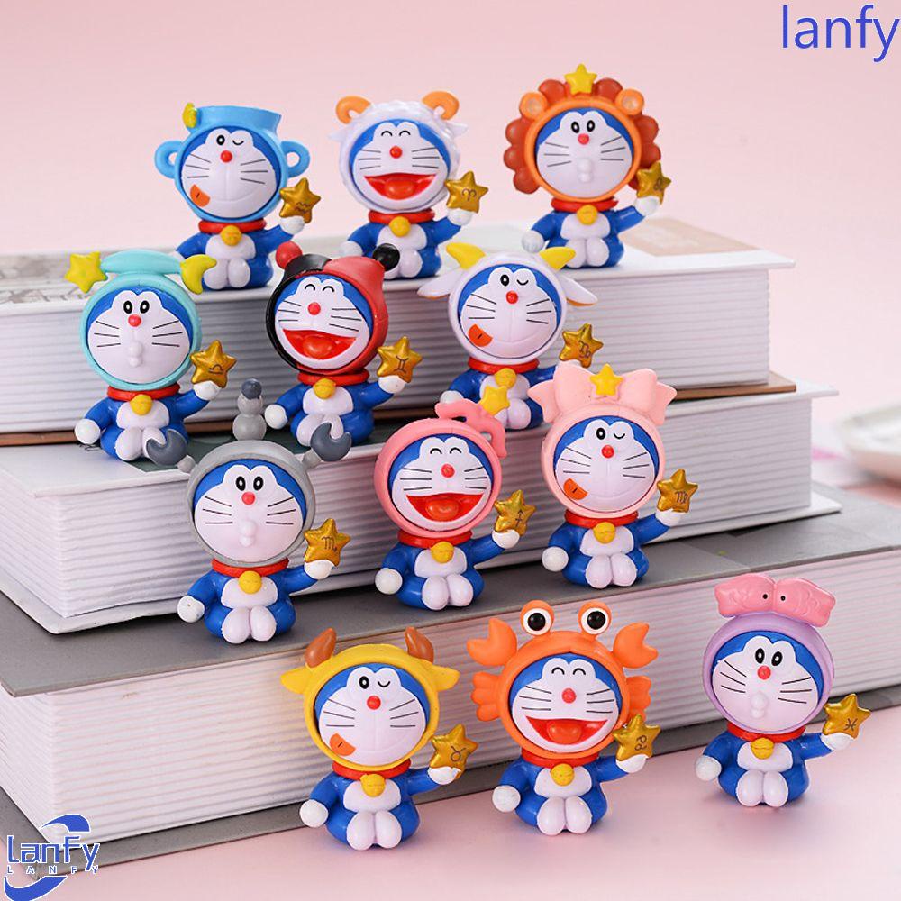 Lanfy Doraemon Action Figure Collectible Moldel Kawaii Q Version PVC Figure Model Kartun Mainan Anak Figure Anime