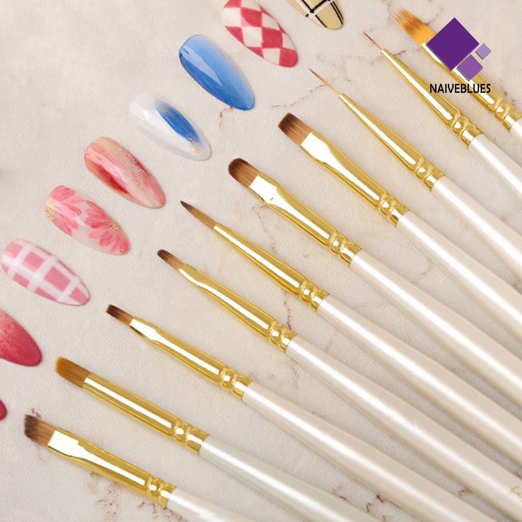 [naiveblues] Brush Pen Kuku Mudah Digunakan Multi Fungsi Tip Gel Nail Painting Untuk Manicure