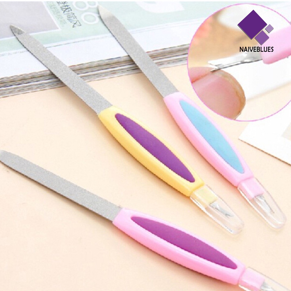 [naiveblues] Kikir Kuku Double Head Multifungsi 2in1 Steel Salon Buffer Kulit Dorong