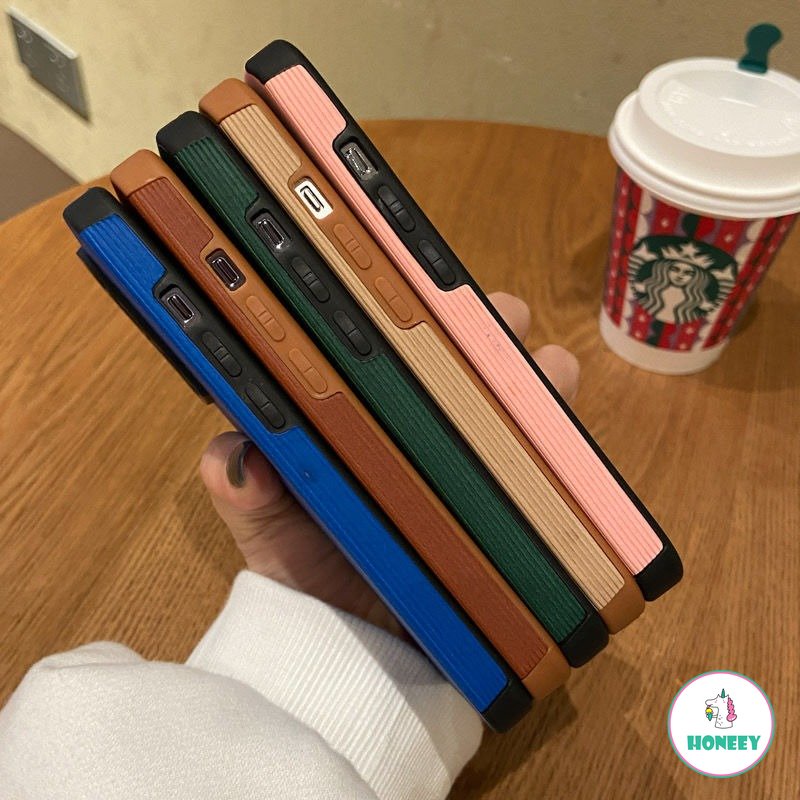 IPHONE Cover Telepon Motif Tenun Garis Vertikal Mewah Kompatibel Untuk Iphone14 13 12x11 Pro Xs Max Xr Soft Case Kulit