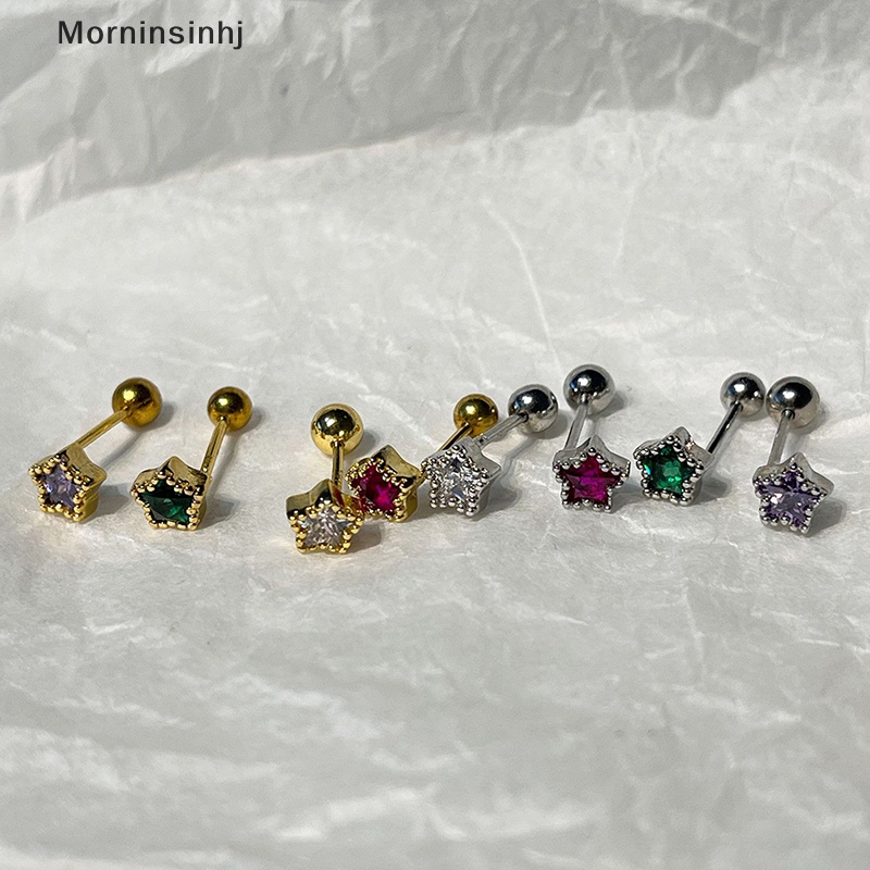 Mornin 1pasang Fashion Bintang Zirkon Telinga Studs Anting Untuk Wanita Tulang Rawan Helix Telinga Tulang Kuku Manis Keren Telinga Perhiasan Hadiah id