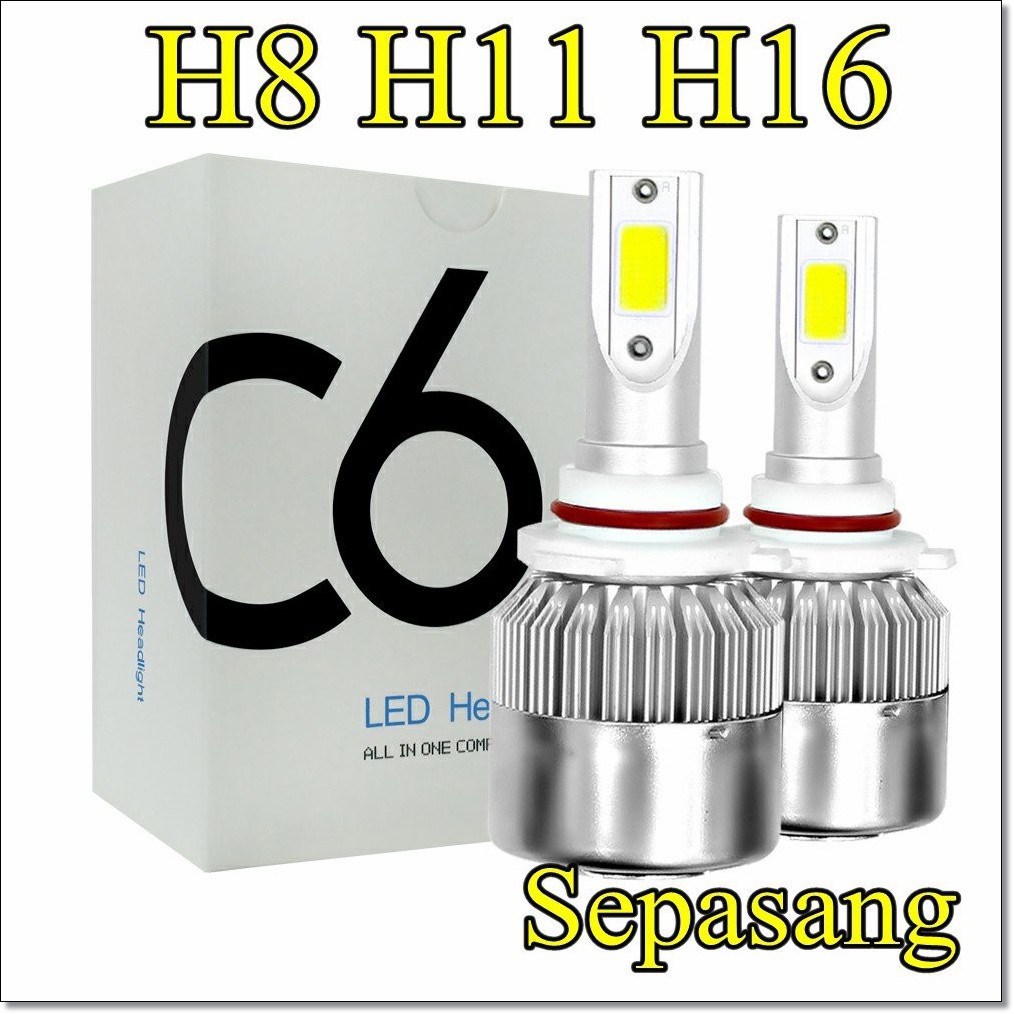 MEDAN Lampu LED Bohlam 1SET 2PCS C6 H4 Lampu Depan Mobil Headlight Headlamp COB Semua Mobil H8 H11 H