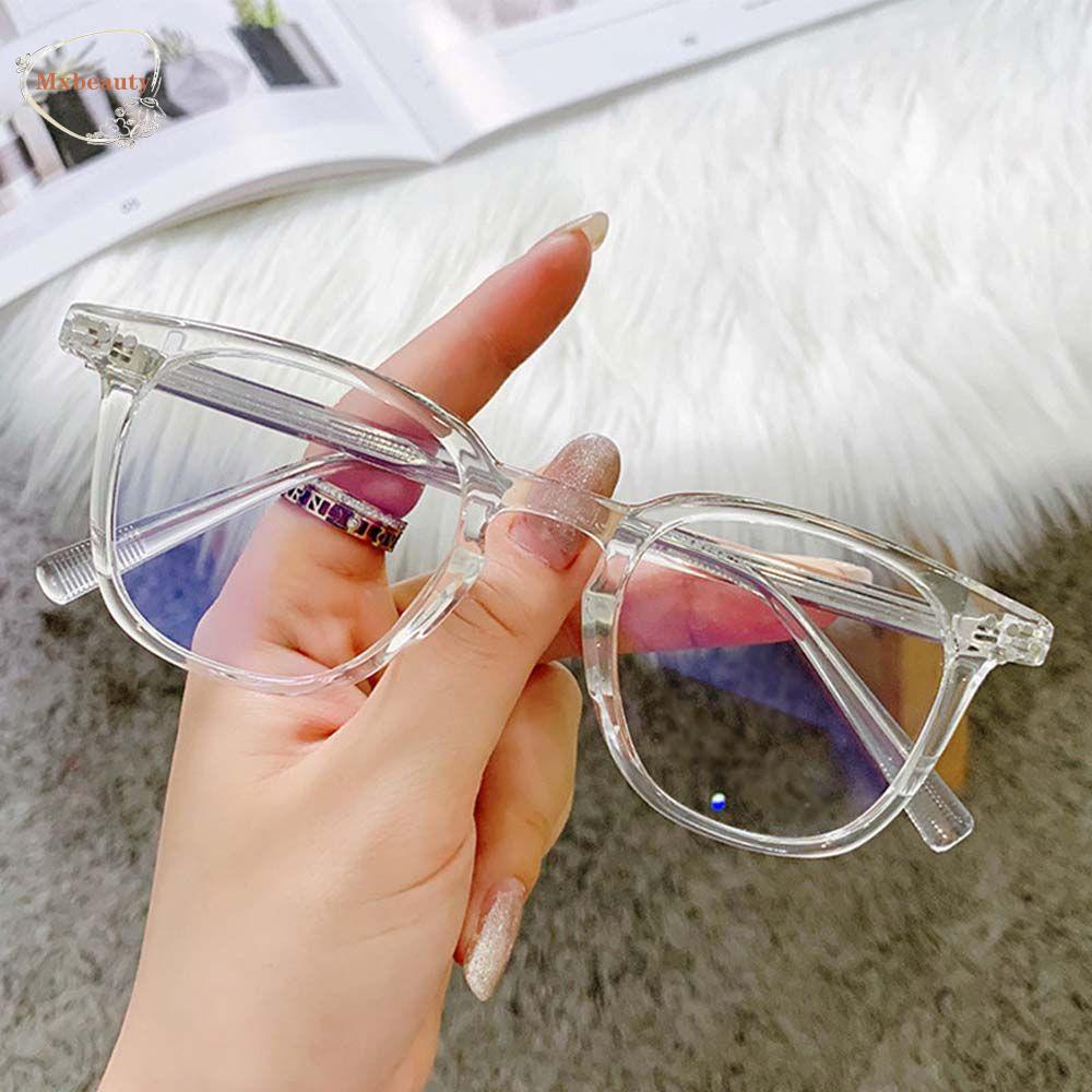 Mxbeauty Kacamata Anti Radiasi Transparan Fashion Komputer Eyewear Bulat Padi Kuku Gaya Korea Wanita Eyeglasses