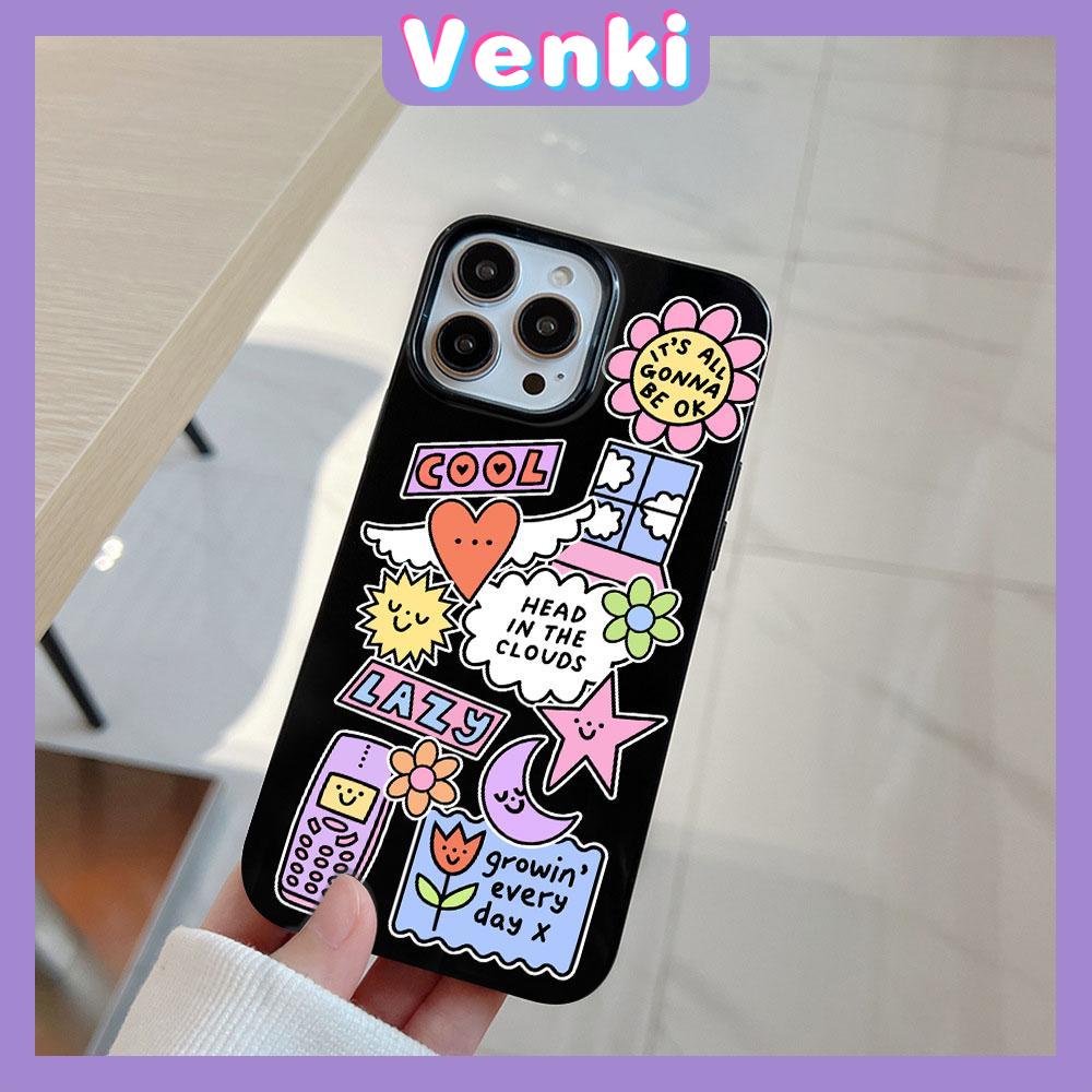 VENKI - For iPhone 11 iPhone Case Black Glossy TPU Soft Case Shockproof Protection Camera Cute Cartoon Compatible with iPhone 14 13 Pro max 12 Pro Max 11 xr xs max 7Plus 8Plus