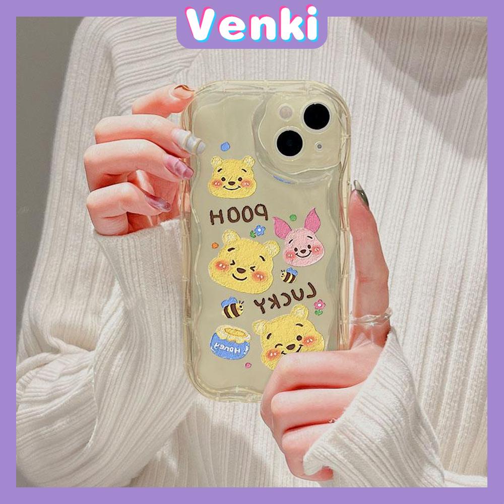 VENKI - For iPhone 11 iPhone Case 3D Curved Edge Wave Clear Case TPU Airbag Shockproof Camera Cover Cute Bear Compatible with iPhone 14 13 Pro max 12 Pro Max xr xs max 7 Plus 8