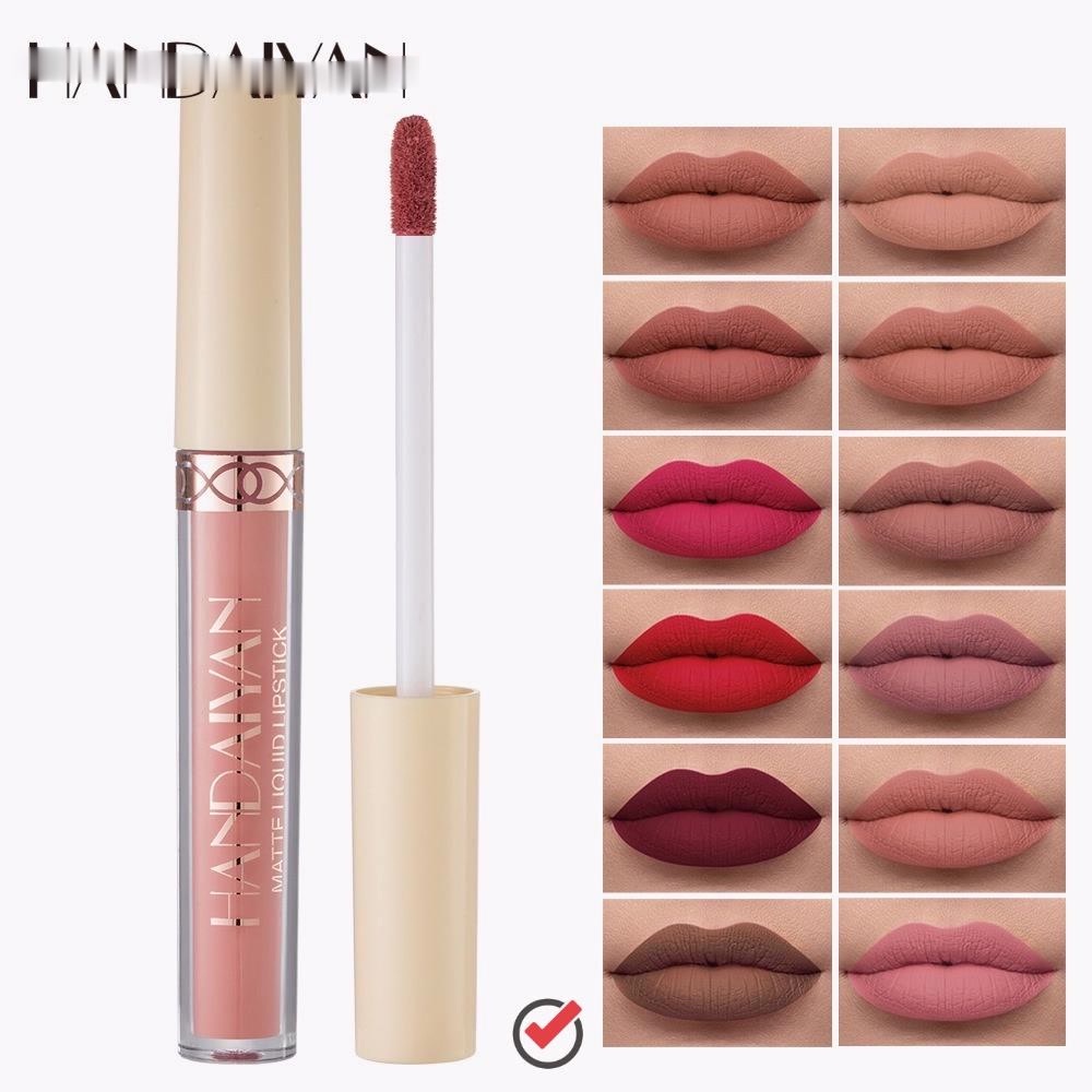 Matte Beludru 12-Warna Lip Gloss Lipstik Cair Dukungan Glasir