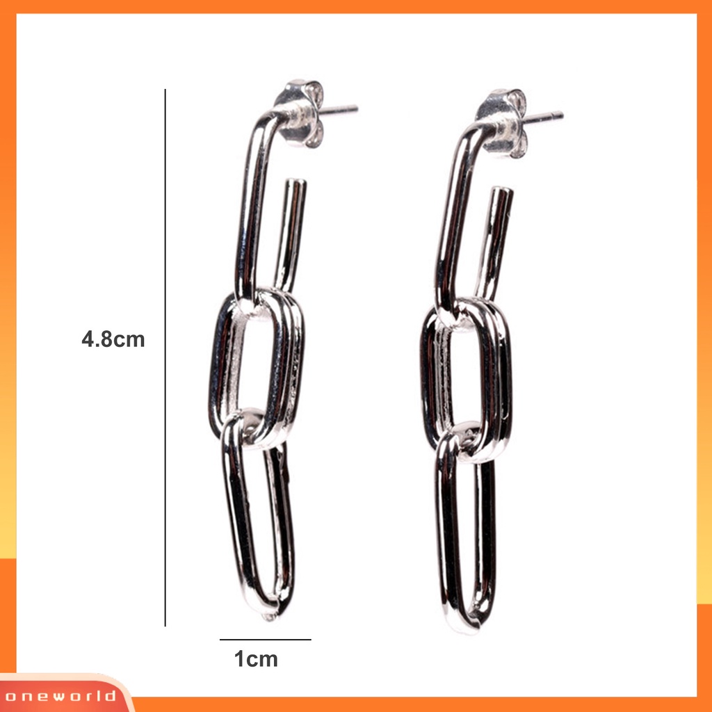 [EONE] 1pasang Menjuntai Anting Persegi Panjang Liontin Rantai Retro Berkilau Pengerjaan Halus Dekorasi Kepribadian Vintage Berlian Imitasi Niche Stud Earrings Perhiasan Aksesori