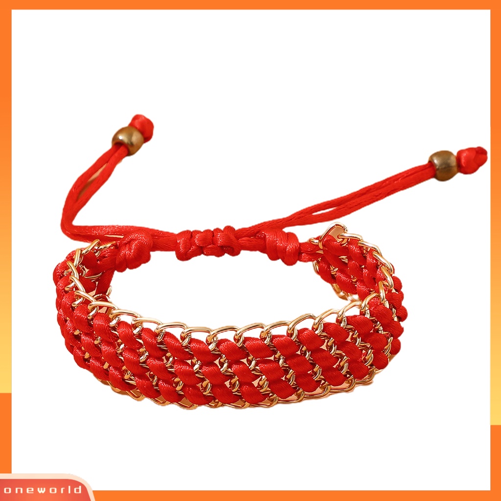 [EONE] Gelang Fashion Desain Kepang Geometris Artistik Merah Gelang Pasangan Untuk Dekorasi
