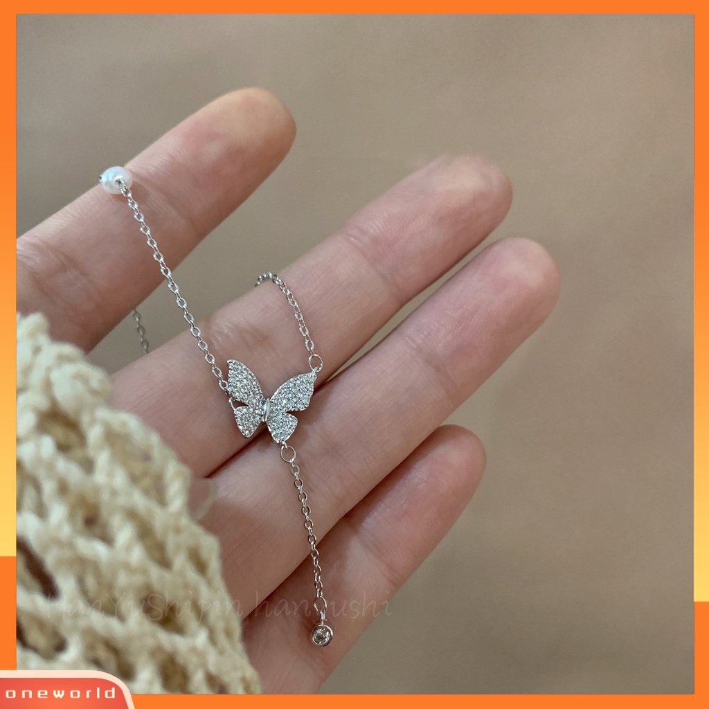 [EONE] Wanita Kalung Kupu-Kupu Berkilau Perhiasan Electroplating Rhinestones Pendant Necklace Untuk Hari Kasih Sayang