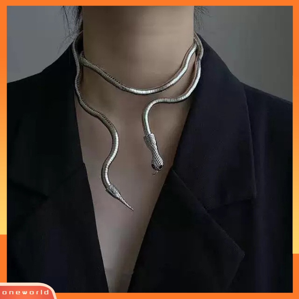 [EONE] Kalung Choker Gaya Barat Electroplating Adjustable Multi-Fungsi Pengerjaan Halus Berdandan Indah Punk Alloy Ular Choker Perhiasan Aksesori