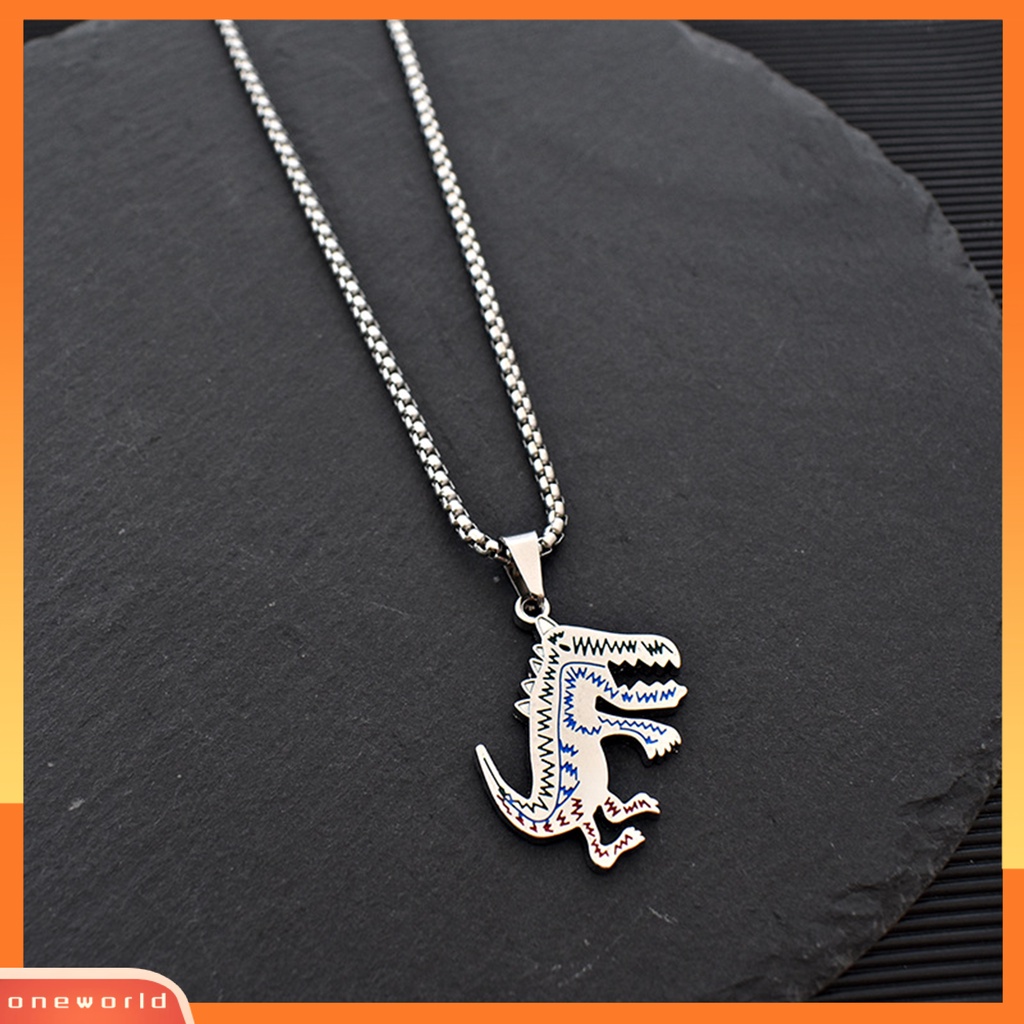 [EONE] Sweater Kalung Geometris Hewan Liontin Electroplating Anti-Karat Leher Ornamen Tahan Luntur Punk Lucu Dinosaurus Rantai Kalung Perhiasan Aksesori