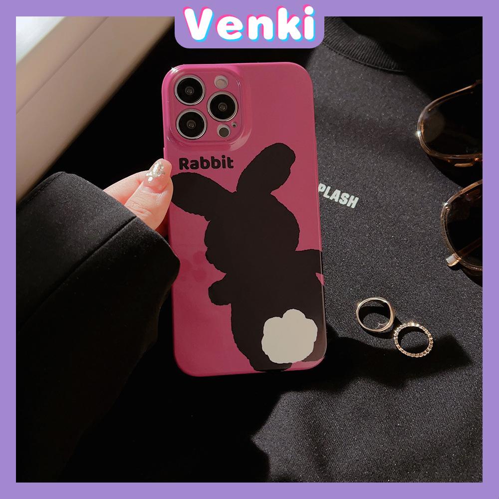 VENKI - For iPhone 11 iPhone Case Film TPU Soft Case White Glossy Cute Black Rabbit Camera Protection Shockproof Compatible with iPhone 14 13 Pro max 12 Pro Max xr xs max 7 8Plus