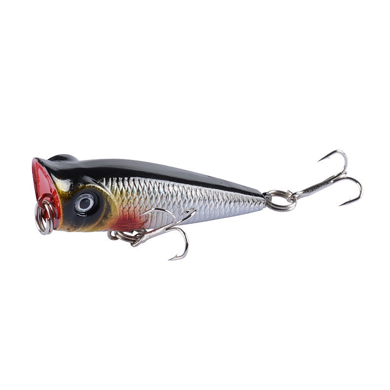5cm/4.9g Umpan Pancing Popper Umpan Engkol Topwater Pensil Bass Trout Umpan Pancing Dengan Kait Air Asin Air Tawar Trout Walleye Blueback Salmon Lele