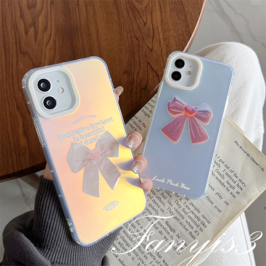 Compatible For IPhone 14 13 12 11 Pro Max X XR Xs Max 8 7 Plus SE 2020 Kompatibel Untuk Ikatan Simpul Cantik IMD Gradiasi Laser Casing Ponsel TPU Lembut Shockproof Cover Pelindung