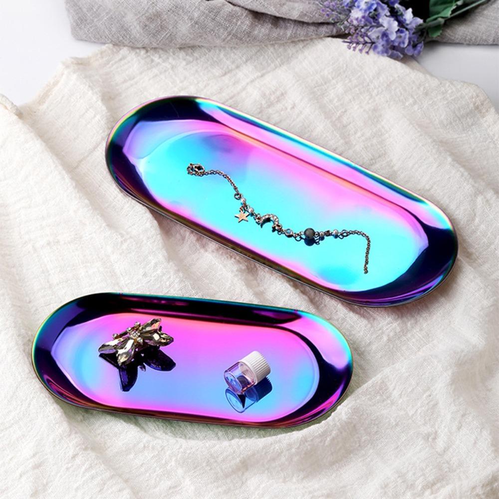 TOP Nampan Penyimpanan Nampan Buah Oval Stainless Steel Kreatif