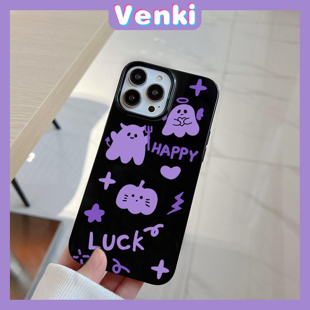 VENKI - For iPhone 11 iPhone Case Black Glossy TPU Soft Case Shockproof Protection Camera Lucky Angel Compatible with iPhone 14 13 Pro max 12 Pro Max xr xs max 7Plus 8Plus