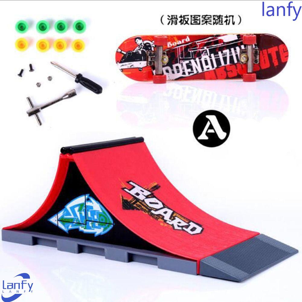 Lanfy Jari Skateboard Set Mainan Surfing Untuk Anak Jari Skuter Skateboard Model Jari Pelatihan Fingerboard Mainan Skate Taman Ramp Mainan