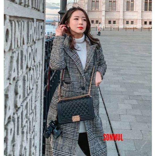 AURORA WOMAN WINTER CHECKED LONG COAT JAKET PANJANG WANITA MUSIM DINGIN