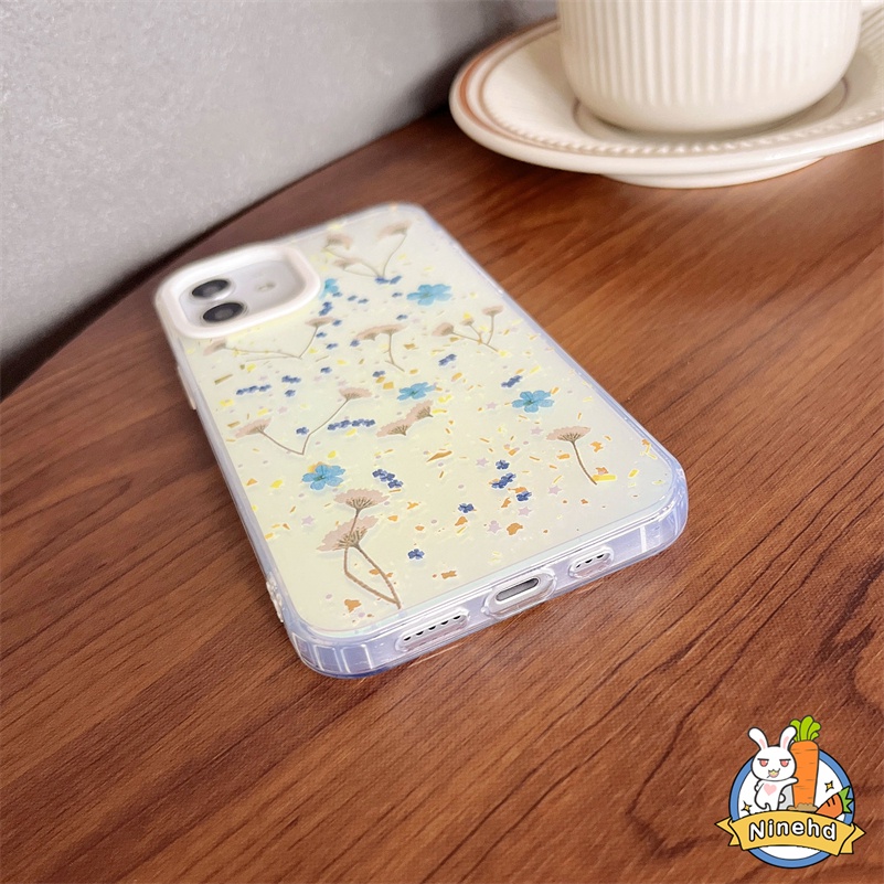 IPHONE Casing Kompatibel Untuk Iphone14 13 12 11 Pro Max X Xr Xs Max8 7 6 Plus SE 2020 Ins Halo Dye Gradasi Laser Dicat Bunga Rumput Ponsel Case Anti-Jatuh Silikon Akrilik Hard Case