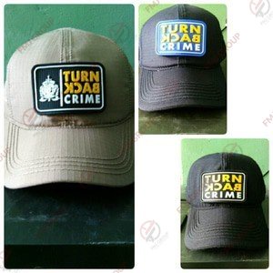 topi perekat polos + patch turn back crime / topi perepet