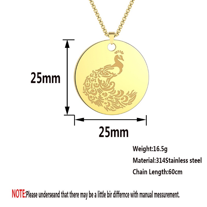 Z H Perhiasan Anti Karat Merak Liontin Lapis Emas 18K Pria Dan Wanita Kalung Bohemian Pesta Rock Punk Aksesoris Fashion Hadiah