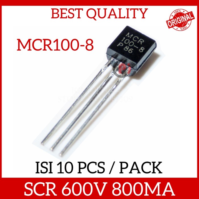 Isi 10 Pcs SCR MCR100-8 MCR 100 8 0.8A 800mA 600V TO-92 Thyristor JCET