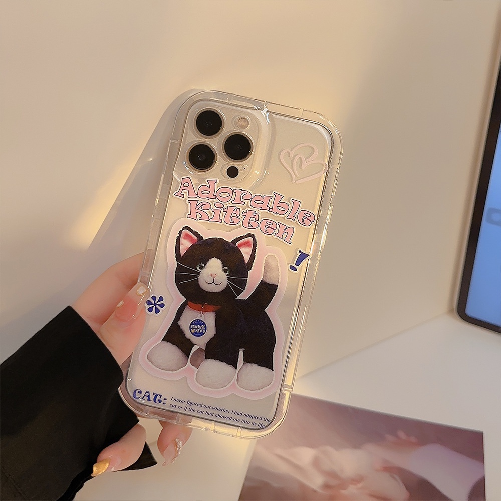 IPHONE Ins Lucu Kucing Kartun Silikon Case Dengan Glitter CardsFor Iphone14 11 12 13 PRO MAX Casing Cover Pelindung AT0284