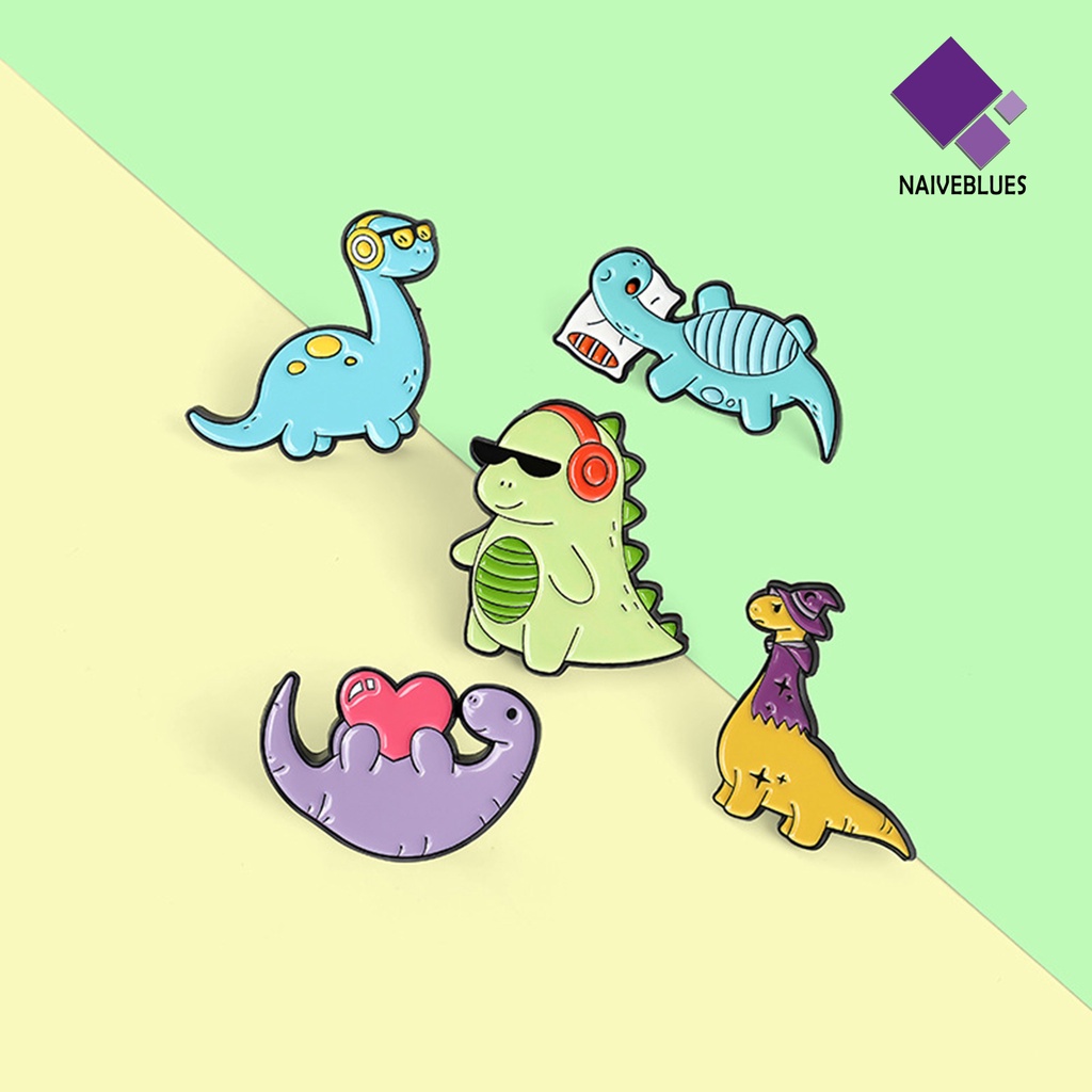 &lt; Naiveblues &gt; Bros Pin Warna-Warni Dinosaurus Dekorasi Pria Wanita Hewan Brooch Decor