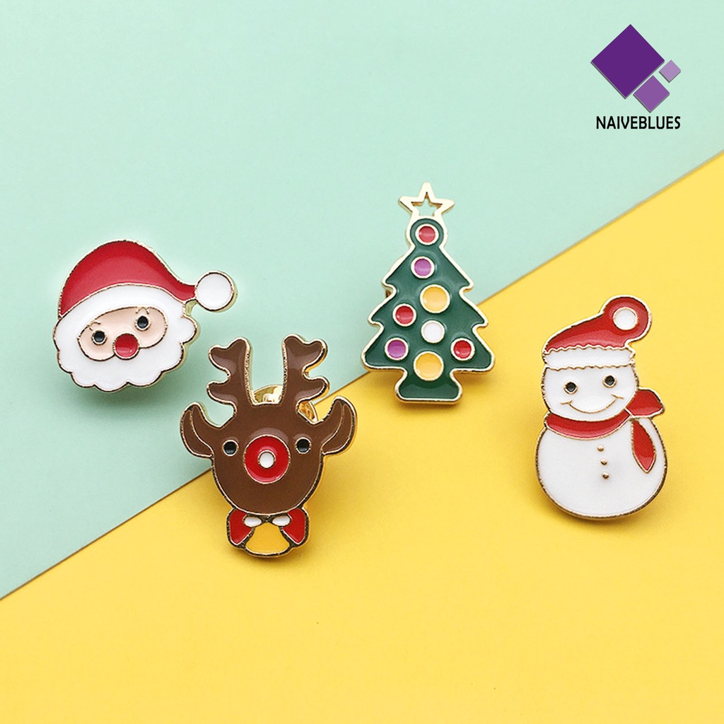 &lt; Naiveblues &gt; Bros Natal Lucu Kartun Enamel Festival Hias Perhiasan Hadiah Santa Claus Pohon Rusa