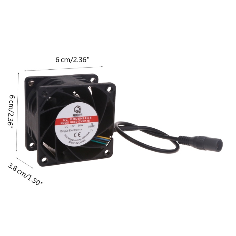 Btsg Kipas Angin Kotak High-Speed 60mm PWM Fan6038 12V 2.5A 30W Bearing Fan 60x60x38mm Kipas Power Server Komputer