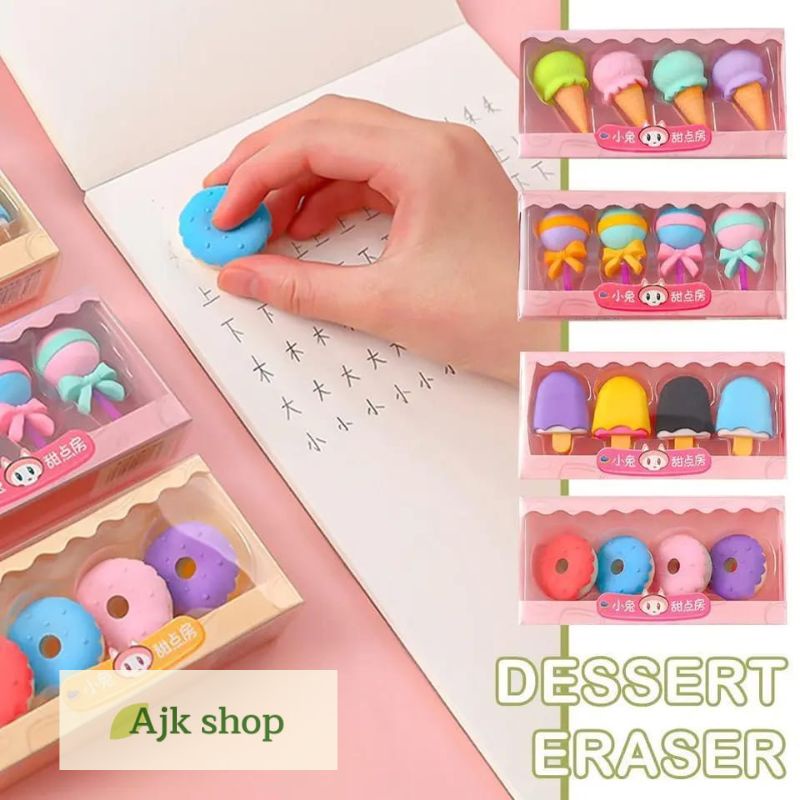 

4 in 1 Set Penghapus Pensil Buku Lucu Karakter Unik Alat Sekolah Anak