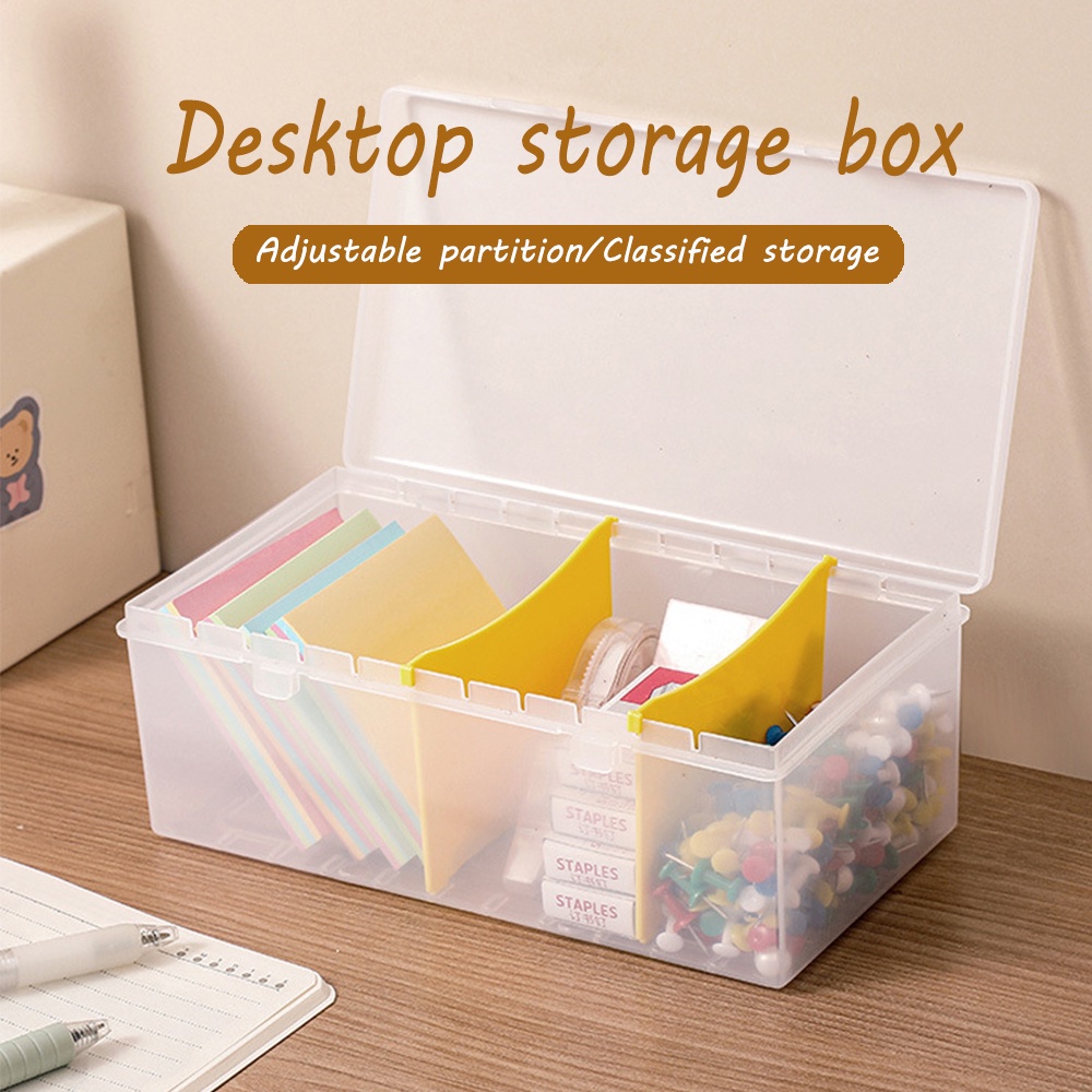 Desktop Storage Box Idol Penyimpanan Foto Kartu Stiker Alat Tulis Sortir Anti Debu Simple Organizer Kapasitas Besar Serbaguna