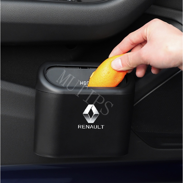 Tempat Sampah Mini Portable Mobil Renault Gantung Tutup Flip Dustbin Back Seat Tahan Air ABS Storage Box Organizer Untuk Megane 2amplaso Kwid Logan Captur Scenic Clio Fluence Duster Kiger