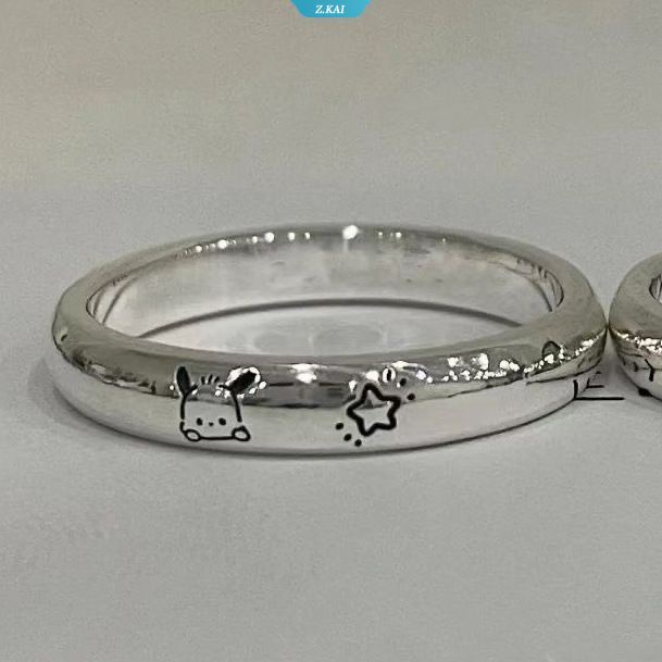 Indah Pochacco Pasangan Cincin Perhiasan Hadiah Pesta Trendi Cincin Ins Siswa Perempuan Manis Cincin Mulut Terbuka Ornamen Anniversary Pecinta Romantis [ZK]