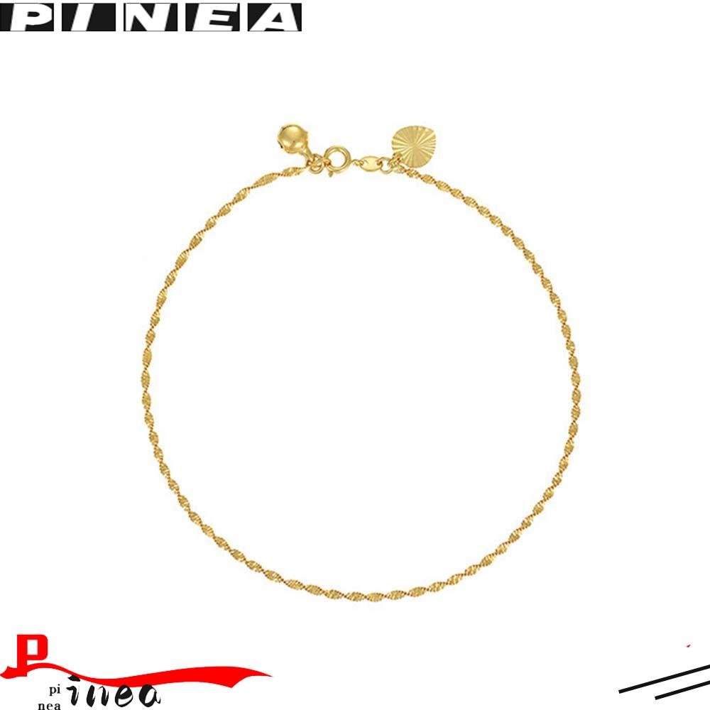 Gelang Kaki Nanas Wanita Perhiasan Aksesoris Perhiasan Menarik Rantai Tipis Drop Chain Hollow Perhiasan Gelombang Air Bell Liontin Kalung