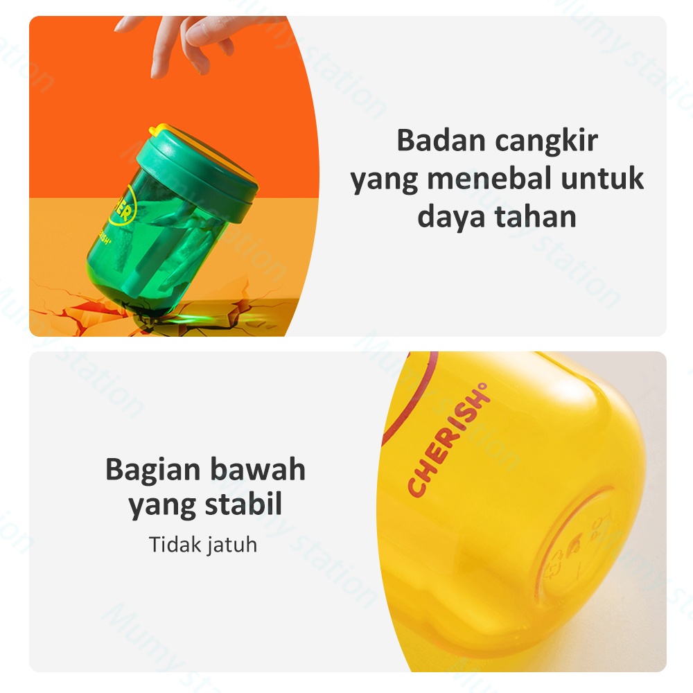 Mumystation botol minum cher portable 300ml Dengan Sedotan Anti Bocor / botol minum anak Sedotan botol