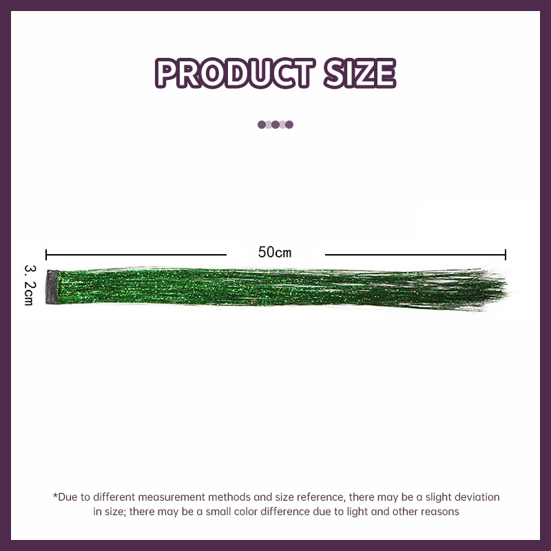 Wig Ekstensi Rambut Mengkilap Warna-warni Sutra Emas Laser Sutra Potongan Rambut Lurus Tenun Wig - SG