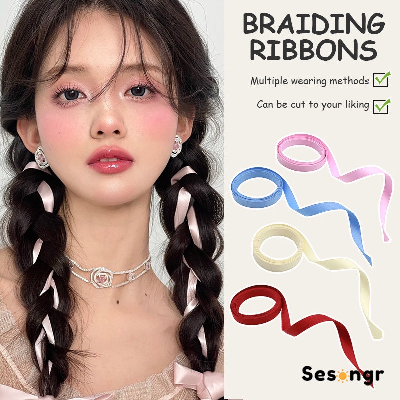 Jepit Rambut Kupu-kupu Pita Wanita Double Ponytail Braid Rambut Syal Aksesoris Tali Rambut - SG