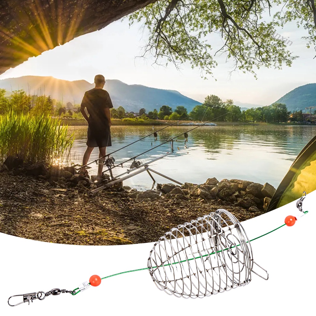 [Jianxin] fishing Umpan Kandang Reusable Compact Size Tahan Karat Tahan Aus Dengan Musim Semi Meningkatkan Tingkat Memancing Stainless Steel Angling Lure Feeder Carp Fishing Tackle Cage Outdoor Fishing