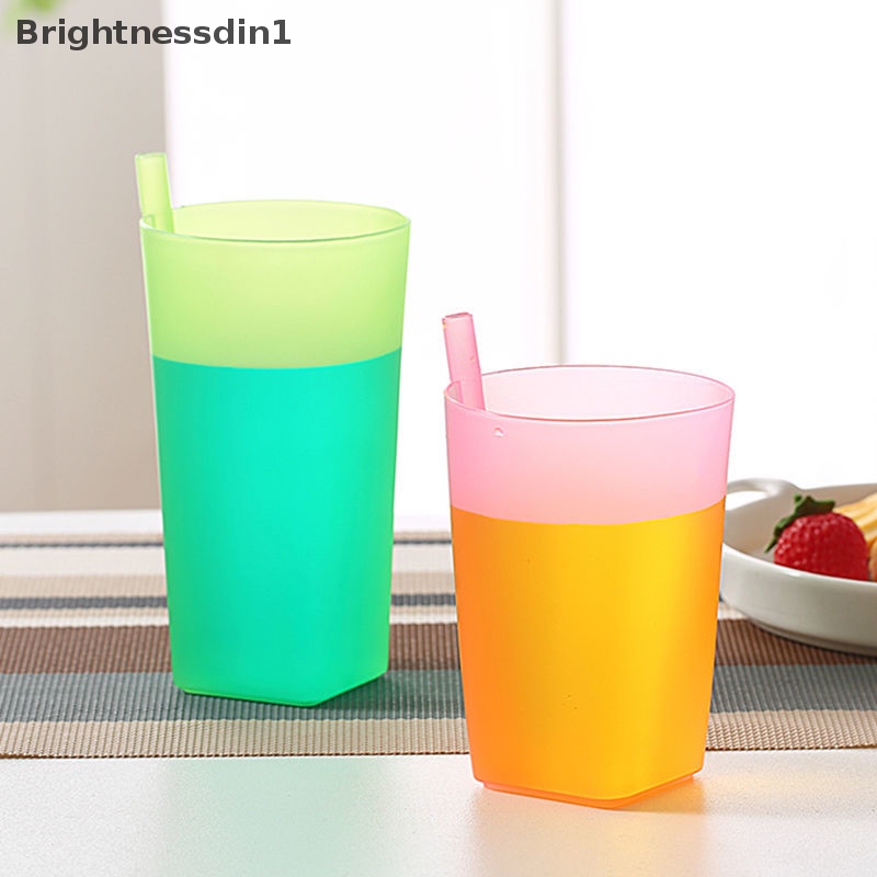 [Brightnessdin1] 1x Kid Anak Bayi Baby Sip Cangkir Dengan Built in Straw Mug Drink Solid Fe AA Ew Boutique